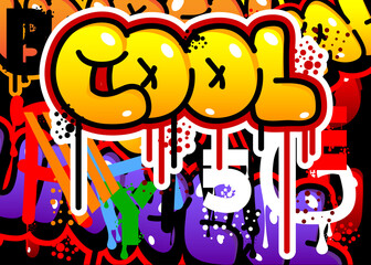 Cool, colored Graffiti tag. Abstract modern street art decoration performed in urban painting style.