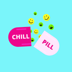 calm down and take a chill pill illustration vector