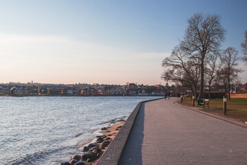 Fototapeta na wymiar Quay with the cityscape of Sønderborg, Denmark