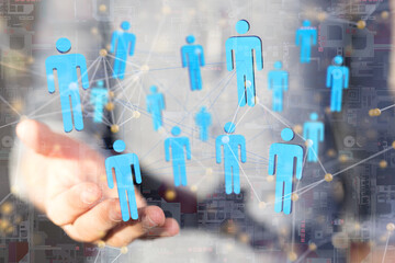 Neural network 3D illustration. Big data and cybersecurity