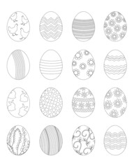 Set of easter eggs for coloring book. Paint Happy Easter.