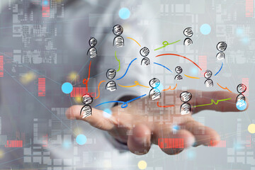 Global network. Blockchain. 3D illustration. Neural networks and artificial intelligence. Abstract