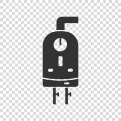Fototapeta premium Gas boiler icon in flat style. Heater vector illustration on isolated background. Boiling sign business concept.
