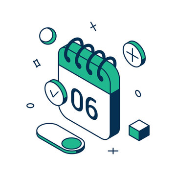 Important meeting reminder turn on notification with schedule minimalist 3d icon isometric vector illustration. Information communication alert business appointment with calendar date