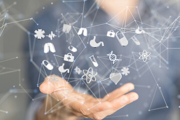  Ui icon medical in hospital with medical technology network concept