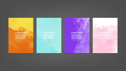 Fototapeta premium Set of colorful vector watercolor backgrounds for poster, brochure or flyer, Bundle of watercolor posters, flyers or cards. Banner template.