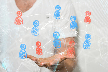 Global network. Blockchain. 3D illustration. Neural networks and artificial intelligence. Abstract