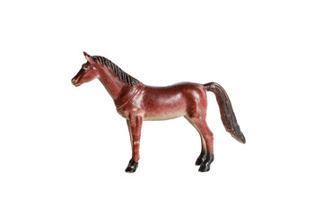 horse toy figurine isolated on white background - obrazy, fototapety, plakaty