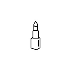 Beauty and cosmetics concept. Outline symbol suitable for web sites, advertisement, web sites etc. Editable stroke. Line icon of small simple twist on lipstick in square tube