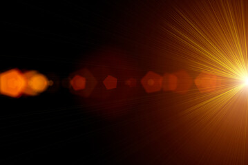 Naklejka premium Abstract Natural Sun flare on the black