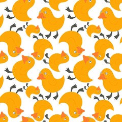 Animals seamless yellow ducks pattern for fabrics and textiles and packaging and gifts and cards and linens and kids