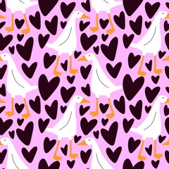 Animals seamless geese pattern for fabrics and packaging and gifts and cards and kids and wrapping paper