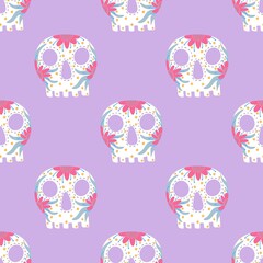 Seamless sugar skulls pattern for fabrics and textiles and packaging and gifts and wrapping paper