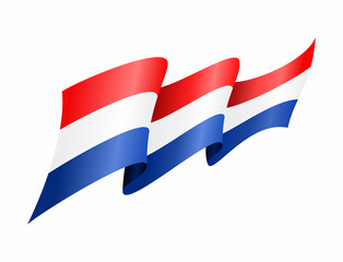 Dutch flag wavy abstract background. Vector illustration.