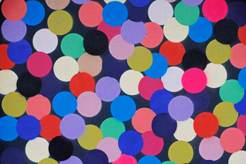 Painted wall with colorful circles as background or texture