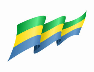 Gabon flag wavy abstract background. Vector illustration.