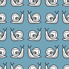 Animals seamless cute snails pattern for fabrics and textiles and packaging and gifts and cards and linens and kids