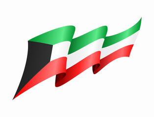 Kuwaiti flag wavy abstract background. Vector illustration.