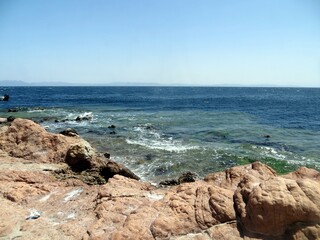 sea view with mountains and sky