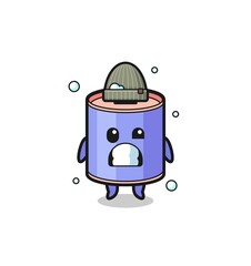 cute cartoon cylinder piggy bank with shivering expression