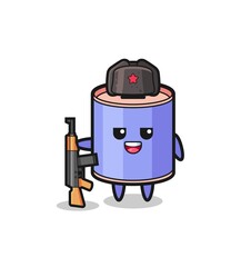 cute cylinder piggy bank cartoon as Russian army