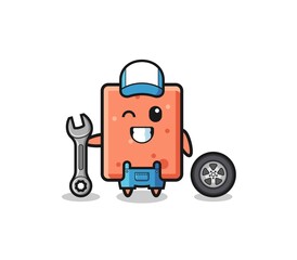 the brick character as a mechanic mascot