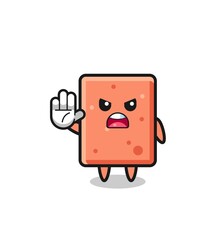 brick character doing stop gesture