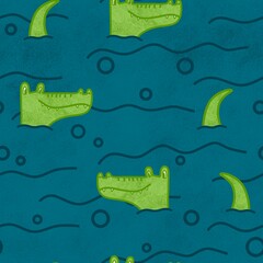 Kids seamless crocodile pattern for fabrics and textiles and packaging and gifts and cards and linens and wrapping paper