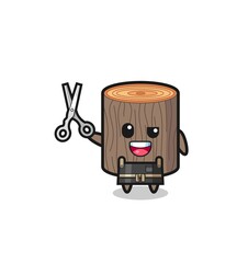tree stump character as barbershop mascot