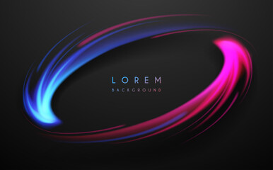 Abstract neon light swirl effect on black background