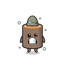 cute cartoon tree stump with shivering expression