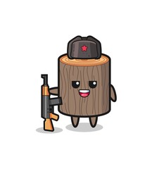 cute tree stump cartoon as Russian army