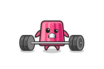 cartoon of jelly lifting a barbell