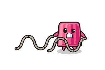 illustration of jelly doing battle rope workout