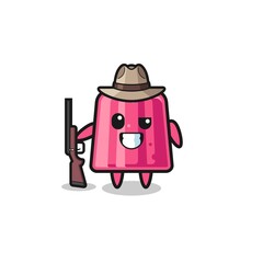 jelly hunter mascot holding a gun