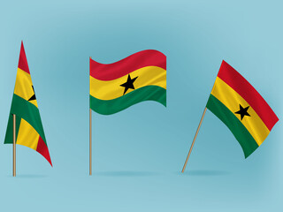 National flag of Ghana vector.Waving flag of Ghana from different angle
