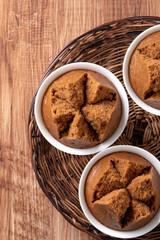 Delicious Chinese steamed sponge cake named Fa Gao for lunar new year festival traditional food.