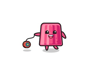 cartoon of cute jelly playing a yoyo