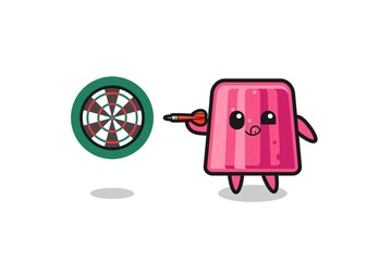 cute jelly is playing dart