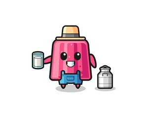jelly cartoon as the dairy farmer