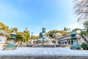 初春の鎌倉大仏　神奈川県鎌倉市　Kamakura Daibutsu in early spring. Kanagawa-ken...