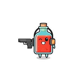illustration of square poison bottle cartoon doing shooting range