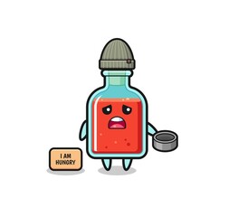 cute square poison bottle beggar cartoon character