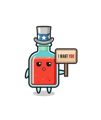 square poison bottle cartoon as uncle Sam holding the banner I want you