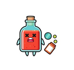 illustration of overdose square poison bottle character