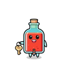 cute square poison bottle as a real estate agent mascot