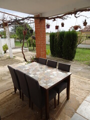 Mosaic Pattern Tiled Dining Table and Chairs