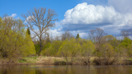Spring landscape on the banks of the river, Russia