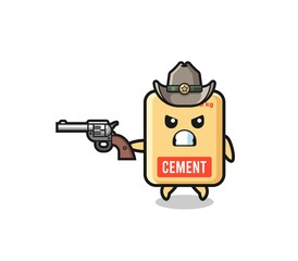 the cement sack cowboy shooting with a gun