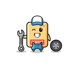 the cement sack character as a mechanic mascot